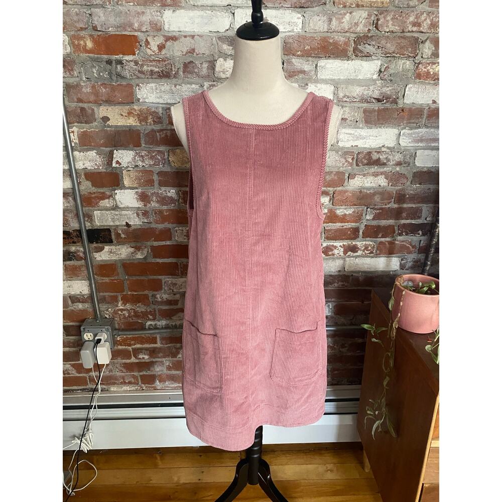 Mauve Pink Corduroy Sleeveless Scoop Back Pinafore Dress Size M